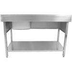 Kaupallinen pesuallas ruostumatonta terästä 1000x700x900 mm 1 allas oikealla roiskesuoja | Adexa YLS107BR1 - Image 6