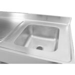 Kaupallinen pesuallas ruostumatonta terästä 1000x700x900 mm 1 allas oikealla roiskesuoja | Adexa YLS107BR1 - Image 3