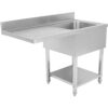 Kaupallinen pesuallas astianpesukoneille 1 allas, oikea alaosa hylly, roiskesuoja 1200x600x910mm | Adexa DSB1260R