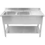 Kaupallinen Tuplapesuallas Ruostumaton teräs 1800x600x950mm 2 allasta vasemmalla, roiskesuoja | Adexa DSD1860L - Image 4