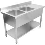 Kaupallinen Tuplapesuallas Ruostumaton teräs 1800x600x950mm 2 allasta vasemmalla, roiskesuoja | Adexa DSD1860L - Image 3