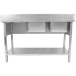 Kaupallinen Tuplapesuallas Ruostumaton teräs 1800x600x950mm 2 allasta vasemmalla, roiskesuoja | Adexa DSD1860L - Image 2