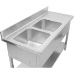 Kaupallinen Tuplapesuallas Ruostumaton teräs 1800x600x950mm 2 allasta vasemmalla, roiskesuoja | Adexa DSD1860L - Image 6