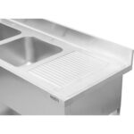 Kaupallinen Tuplapesuallas Ruostumaton teräs 1800x600x950mm 2 allasta vasemmalla, roiskesuoja | Adexa DSD1860L - Image 5