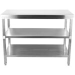 Kaupallinen työpöytä ruostumatonta terästä 3 tasoa Neliöjalat 1200x600x900mm | Adexa DW3T12060 - Image 2