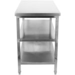 Kaupallinen työpöytä Ruostumaton teräs 3 tasoa Neliöjalat 1200x700x900mm | Adexa DW3T12070 - Image 4