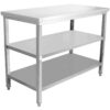 Kaupallinen työpöytä Ruostumaton teräs 3 tasoa Neliöjalat 1400x700x900mm | Adexa DW3T14070