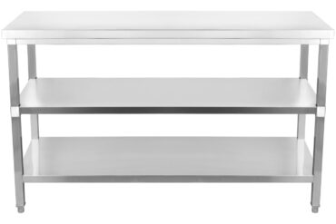 Kaupallinen Työpöytä Ruostumaton teräs 3 tasoa Neliön muotoiset jalat 1500x600x900mm | Adexa DW3T15060