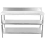 Kaupallinen työpöytä Ruostumaton teräs 3 tasoa Roiskesuoja Neliöjalat 2200x600x900mm | Adexa DW3T22060B