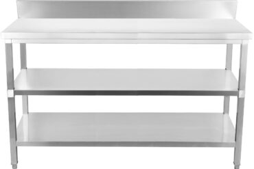 Kaupallinen työpöytä Ruostumaton teräs 3 tasoa Roiskesuoja Neliöjalat 2200x600x900mm | Adexa DW3T22060B