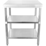 Kaupallinen työtaso Ruostumaton teräs, 3 tasoa, Neliöjalat 600x600x900mm | Adexa DW3T6060