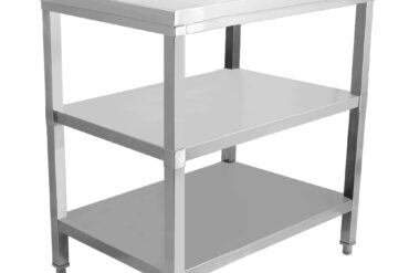 Kaupallinen työtaso Ruostumaton teräs 3 tasoa Takalevy Neliönmuotoiset jalat 1000x600x900mm | Adexa DW3T10060B