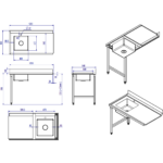 Lastauspöytä Vasemmalla puolella 1200x650x850mm Pesualtaalla Takaseinämällä Ruostumaton teräs | Adexa DWITA1265L - Image 4