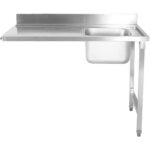 Kuivauspöytä oikea puoli 1200x650x850mm Altaalla ja roiskesuojalla Ruostumaton teräs | Adexa DWITA1265R - Image 2