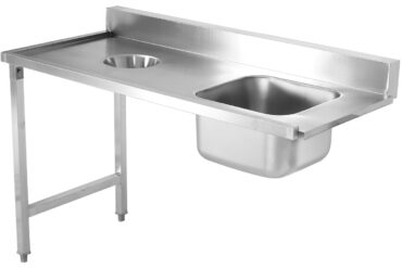 Lastauspöytä oikea puoli 1400x650x850mm Altaalla Jäteaukolla Roiskesuojalla Ruostumaton teräs | Adexa DWITC1465R