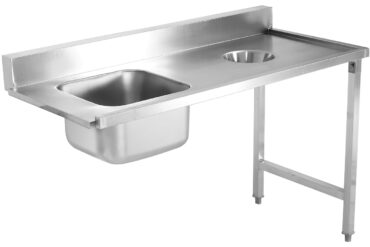 Lastauspöytä oikea puoli 1400x650x850mm Altaalla Jäteaukolla Roiskesuoja Ruostumaton teräs | Adexa DWITC1465L