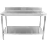 Premium Kaupallinen Työpöytä Ruostumaton Teräs Alahylly Ja Taustakoroke 1200x700x900/1000mm | Adexa DWT12070