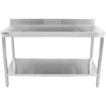 Premium kaupallinen työpöytä ruostumatonta terästä Alaosa hylly Yläreuna 1500x700x900mm | Adexa DWT15070