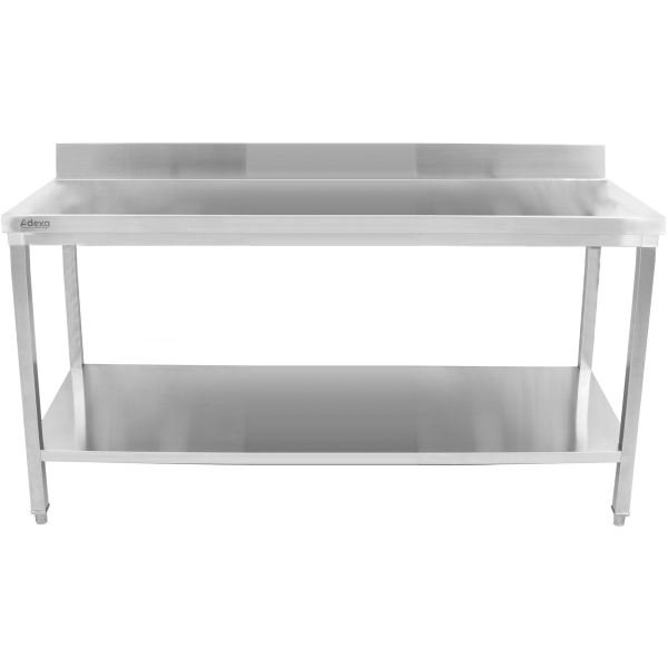 Premium kaupallinen työpöytä ruostumatonta terästä, alahylly, reunalista 1800x700x900/950mm | Adexa DWT18070