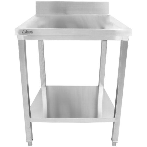 Ammattimainen työpöytä Ruostumaton teräs Alahylly Korotettu taustalevy 600x600x900mm | Adexa THATS66A