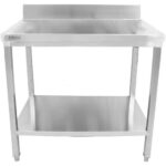 Premium Kaupallinen Työpöytä Ruostumatonta Terästä Pohjahylly Korotusreunalla 800x700x900/1000mm | Adexa DWT8070