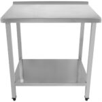 Ammattikäyttöön tarkoitettu työpöytä, ruostumaton teräs, alustahylly, roiskesuoja 1200x800x900 mm | Adexa DWT80120B