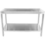 Kaupallinen Työpöytä Ruostumaton Teräs Alahylly Neliönmuotoiset Jalat 2000x700x850mm | Adexa HWT20070