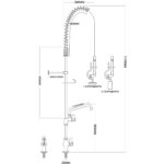 Esihuuhtelusuihkuyksikkö heilurihanalla Kannen kiinnitys Yksi liitäntä Korkeus 1000mm Ruostumaton teräs | Adexa EQ2803A12 - Image 2