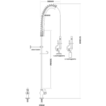 Esihuuhtelusuihkuyksikkö Tason päälle asennettava Yksi tuloliitäntä Korkeus 1000mm Ruostumaton teräs | Adexa EQ2803A - Image 2