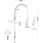 Esihuuhtelusuutin Yksikkö Kannelle asennettava Kaksinkertainen tulo Korkeus 600 mm Ruostumaton teräs | Adexa EQ7801A - Image 2