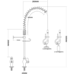 Esihuuhtelusuihkuyksikkö Kannelleen asennettava Yksi tuloliitäntä Korkeus 600 mm Ruostumaton teräs | Adexa EQ7803A - Image 2