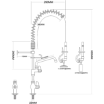 Esihuuhtelusuihkuyksikkö keinuvat hanat Dekkimalli Yksittäinen tulo Korkeus 600mm Ruostumaton teräs | Adexa EQ7803A08 - Image 2