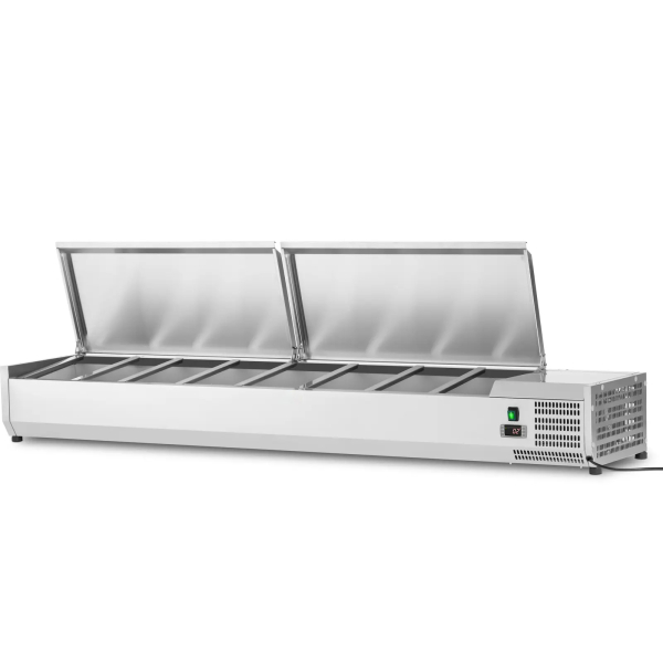 Jäädytetty tarjoilupöydän yläosa 1800mm 8xGN1/3 Syvyys 380mm Ruostumaton teräskansi | Adexa GA518