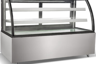 Kakkutiski Kaareva etuosa 1800x730x1200mm 2 hyllyä Ruostumaton teräspohja LED | Adexa GN1800CF2