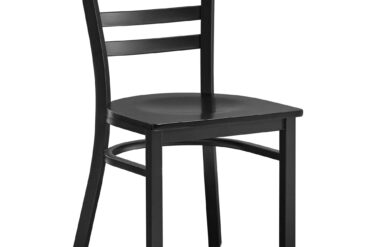 Musta Terästuoli mustalla puuistuimella ja mustalla selkänojalla | Adexa GS694BWSBB