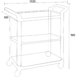 Ammattimainen monikäyttökärry 3-tasoinen 1020x500x960mm | Adexa GX032B - Image 2