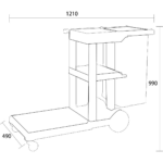 Ammattimainen siivouskärry 1210x490x990mm | Adexa GX33G - Image 2