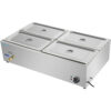 Kaupallinen XL Bain Marie tyhjennyshanalla 4xGN1/1 Sisältää 4 astiaa kannella | Adexa HB4XL