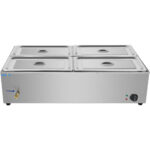 Kaupallinen XL Bain Marie tyhjennysventtiilillä 4xGN1/1, sisältää 4 astiaa kannella | Adexa HB4XL - Image 3