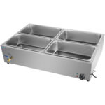 Kaupallinen XL Bain Marie tyhjennysventtiilillä 4xGN1/1, sisältää 4 astiaa kannella | Adexa HB4XL - Image 4