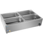 Kaupallinen XL Bain Marie tyhjennysventtiilillä 4xGN1/1, sisältää 4 astiaa kannella | Adexa HB4XL - Image 6
