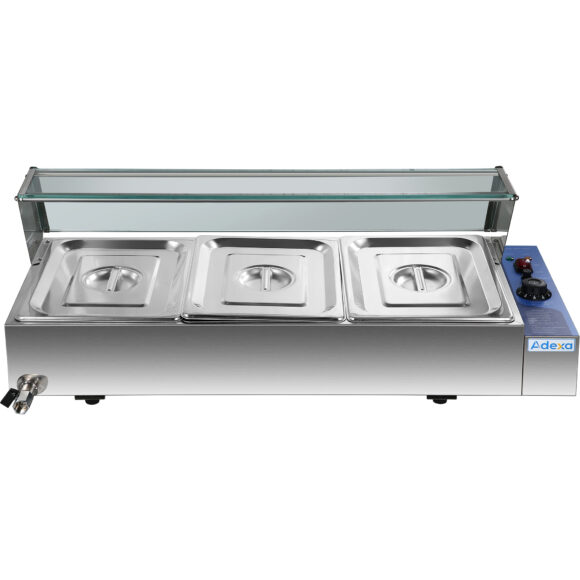 Kaupallinen Bain Marie lasikansihiulusuojalla 3xGN1/2 | Adexa HBM23 - Image 5