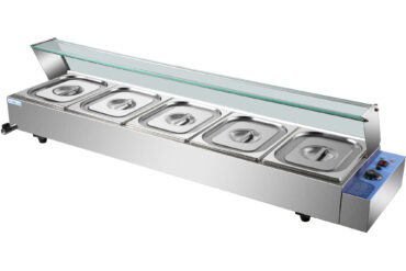 Kaupallinen Bain Marie lasikantisella aivastuskaiteella 5xGN1/2 | Adexa HBM25