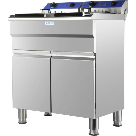 Kaupallinen friteerauskeitin, kaksinkertainen sähköinen 32 litraa 10kW vapaasti seisova | Adexa HEF162C - Image 2