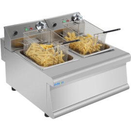 Kaupallinen Sähköinen Friteerauskeitin 2x8 litraa 7,5 kW Työtasomalli 400V | Adexa HEF608