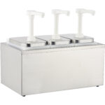 Kaupallinen Mauste/Sose Pumppujakelija 3x2 litraa Ruostumaton Teräs | Adexa NHP003