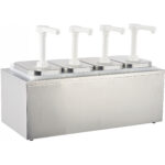 Kaupallinen maustekastikepumppujakelija 4x2 litraa Ruostumatonta terästä | Adexa NHP004