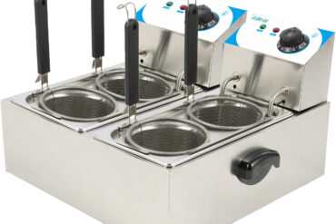 Kaupallinen sähköinen pastankeittolaite, 4 koria, 2x4 litraa, pöytämalli | Adexa PCM4L2