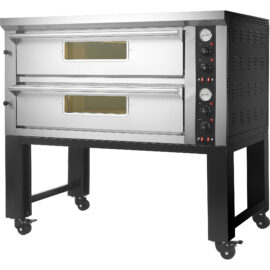 Kaupallinen pizzauuni jalustalla Sähköinen 2 kammioita 9+9 pizzaa x 33 cm 500°C Mekaaniset ohjaimet 16,8 kW 400V | Adexa PS802