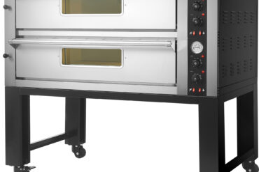 Kaupallinen pizzauuni jalustalla Sähköinen 2 kammioita 9+9 pizzaa x 33 cm 500°C Mekaaniset ohjaimet 16,8 kW 400V | Adexa PS802